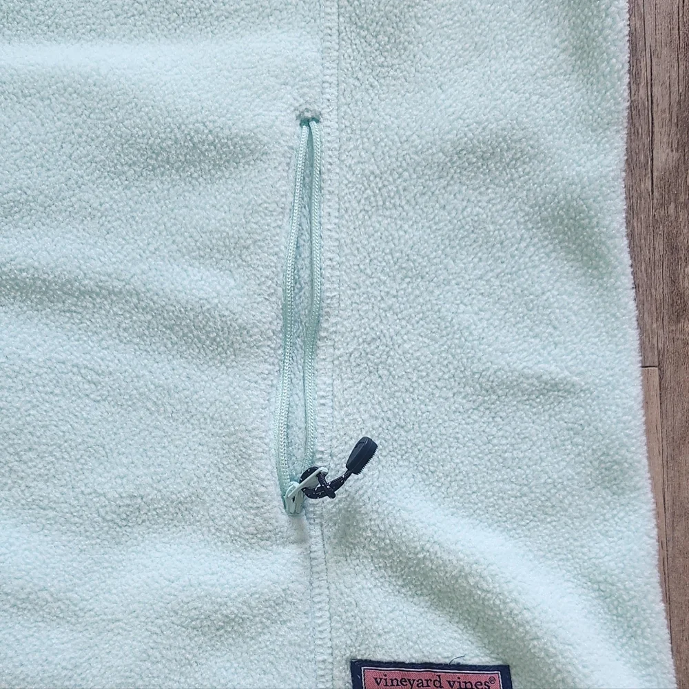 Vineyard Vines Women's Fleece Full Zip Vest‎ Light Teal size Large